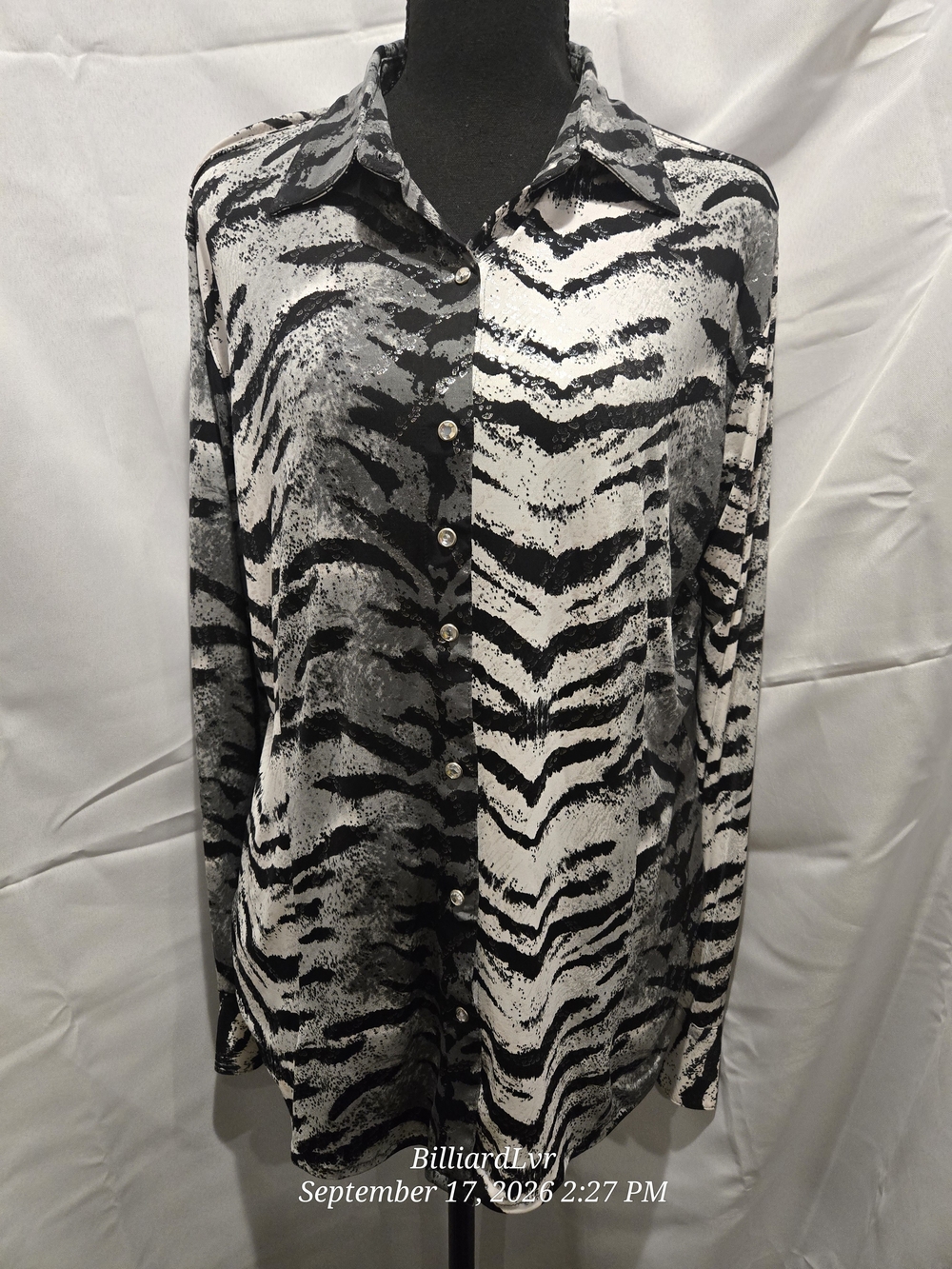 Wrangler Black & White Zebra Print Women's Button Down Shirt